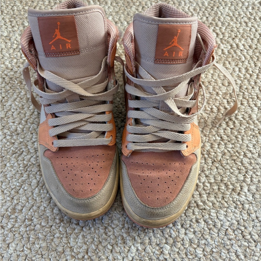 Air Jordan High-Top Sneakers - Pink and Orange